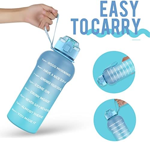 Wemeet חצי גלון בקבוקי מים מוטיבציוניים עם סמן זמן ומסננת פרי, [טריטן BPA בחינם] 64oz בקבוק מים ספורט עם רצועה